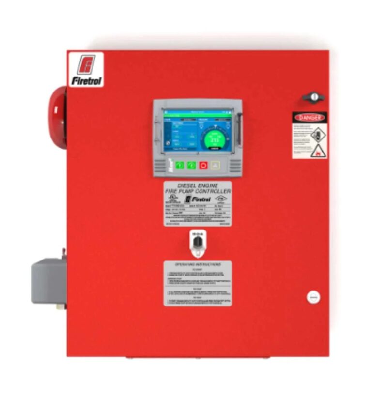 Tablero controlador Firetrol para bomba contra incendio con motor diésel, listado UL 218 y conforme a NFPA 20, suministrado por Golsatel
